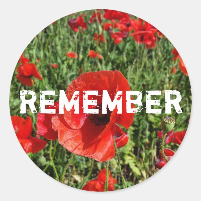 Red Poppies Sticker Runt Klistermärke (Framsida)