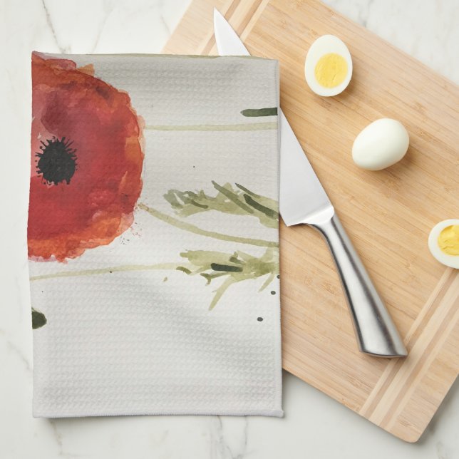 Red Poppies Tea Towel Kökshandduk (Vikt i Fjärdedel)
