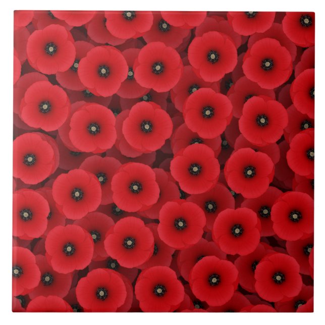 Red Poppies Tile Kakelplatta (Framsidan)