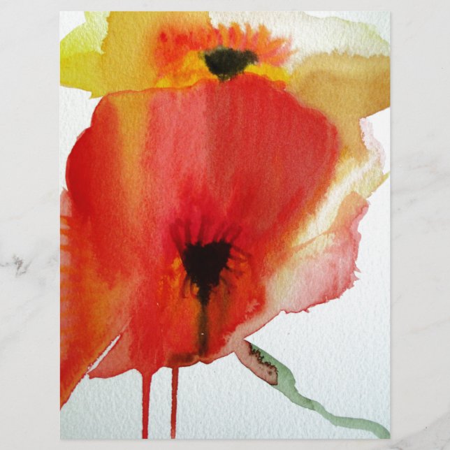 Red Poppies vattenfärgsmodern blommigt art (Framsida)