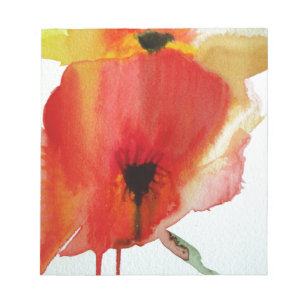 Red Poppies vattenfärgsmodern blommigt art Anteckningsblock