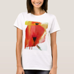 Red Poppies vattenfärgsmodern blommigt art Tee Shirt