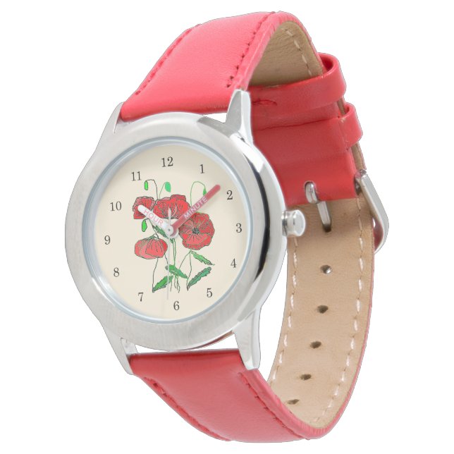 Red Poppies Watch Armbandsur (Vinklad)