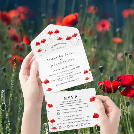 Red Poppies Watercolor Script Elegant bröllop