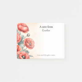 Red Poppies Watercolor, sommarblommor Post-it Block