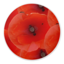 Red Poppoes Design Ceramic Pull Handles Knopp