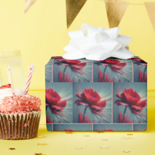 Red Poppy Artistic Abstrakt Presentpapper