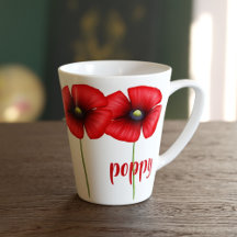Red Poppy August Bird Flower Small Latte Mugg