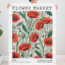 Red Poppy August Blommigt Flower Market Grönt