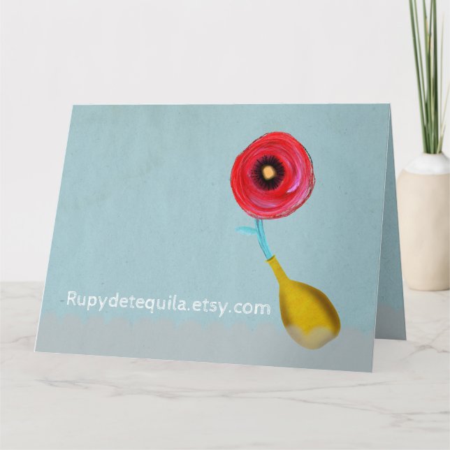 RED POPPY BABY BLUE TACK KORT (Framsida)