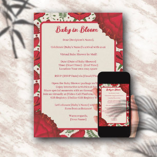 Red Poppy Baby Shower by Avstånd Inbjudningar