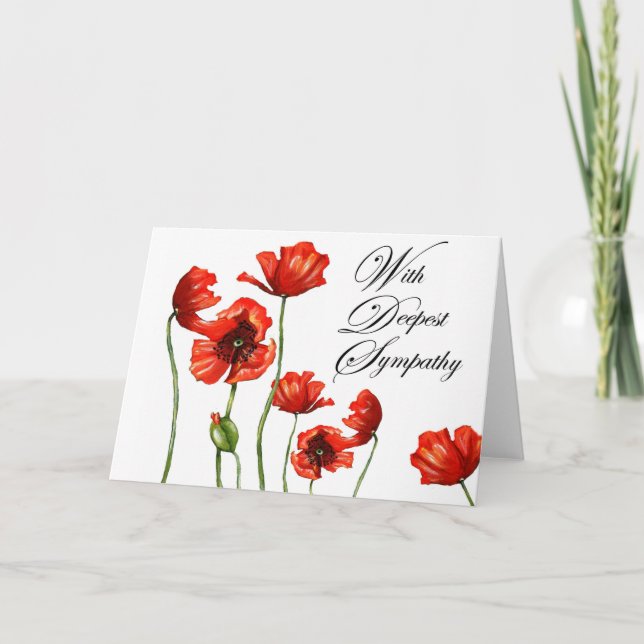 Red Poppy Bereavement (med djup sympati) Kort (Framsida)