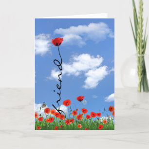 Red Poppy Birthday för Friend Kort