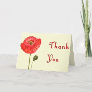 Red Poppy Blommar Tack Kort