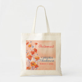 Red Poppy Blommigt Bröllop Bridesmaids Gift Tygkasse