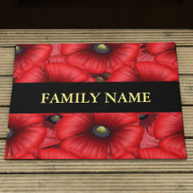 Red Poppy Blommigt Family Namn Doormat