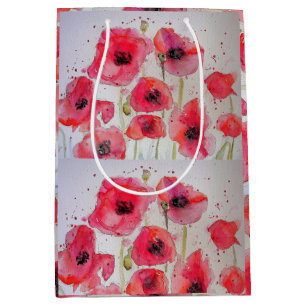 Red Poppy blommigt Flower Mönster Papper Party Pla