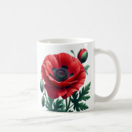 Red Poppy Blommigt Kaffemugg