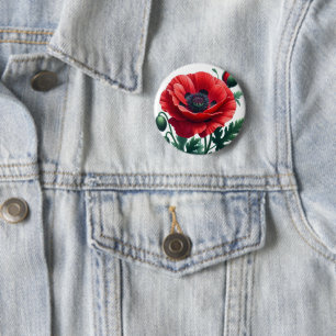 Red Poppy Blommigt Knapp