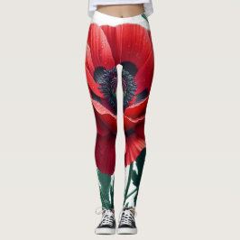 Red Poppy Blommigt Leggings