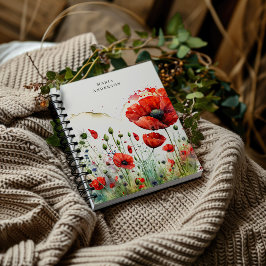 Red Poppy Blommigt Monogram bärbar dator Anteckningsbok