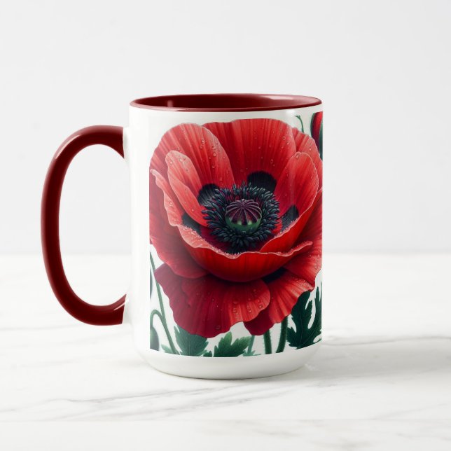 Red Poppy Blommigt Mugg (Vänster)