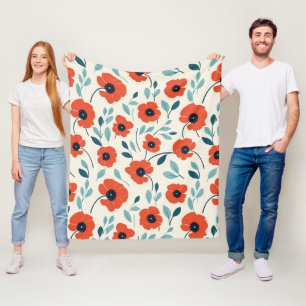 Red Poppy Blommigt Skriv ut sömlös Mönster Fleecefilt