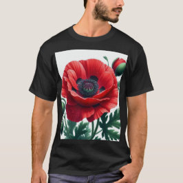 Red Poppy Blommigt T Shirt