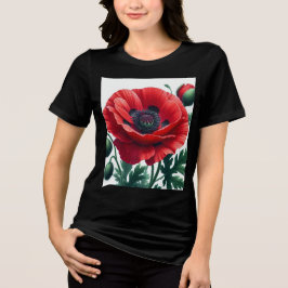 Red Poppy Blommigt T Shirt
