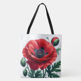 Red Poppy Blommigt Tygkasse