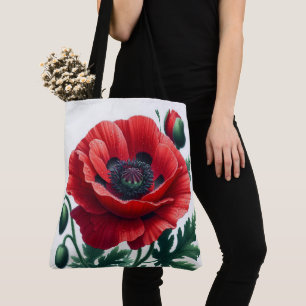 Red Poppy Blommigt Tygkasse