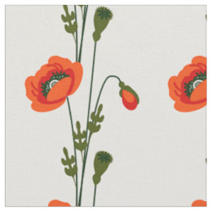 Red poppy blommönster tyg
