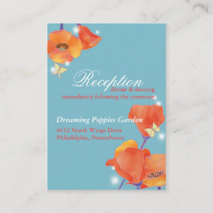 Red Poppy Blue Wedding Reception Tilläggskort