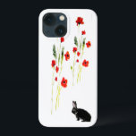 Red Poppy Bunny Rabbit Blommigt<br><div class="desc">En för naturen älskare med vackra röda poppies och en söt svart kanin,  från min ursprungliga glasmålning. ©Annabel Potter</div>