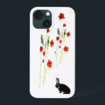 Red Poppy Bunny Rabbit Blommigt<br><div class="desc">En för naturen älskare med vackra röda poppies och en söt svart kanin,  från min ursprungliga glasmålning. ©Annabel Potter</div>