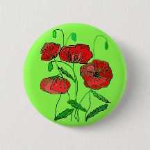 Red Poppy Button Grönt - Ditt Färg