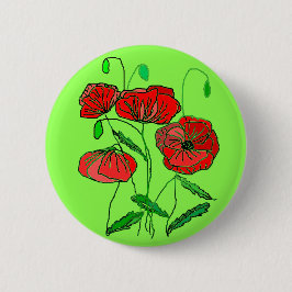 Red Poppy Button Grönt - Ditt Färg Knapp