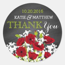 Red Poppy Chalkboard Modern Tack - etikett