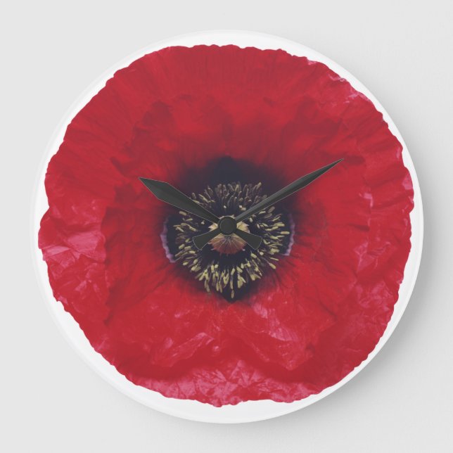 Red Poppy Clock Stor Klocka (Framsida)