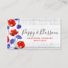 Red Poppy & Cornblomma Rustic Wood Blommigt Boutiq