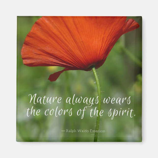 Red Poppy Emerson Quote Magnet (Framsidan)