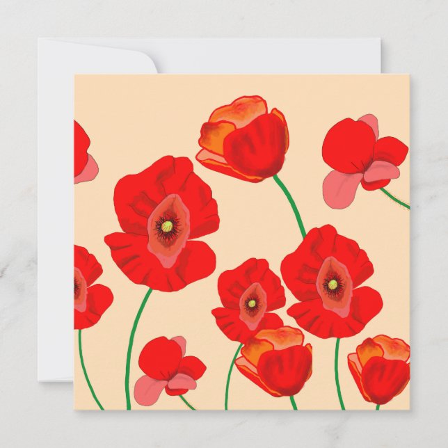 Red Poppy Fält Kort (Framsida)