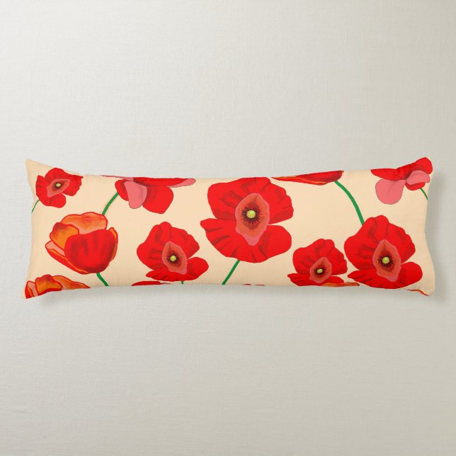 Red Poppy Fält Kroppskudde (Framsidan)