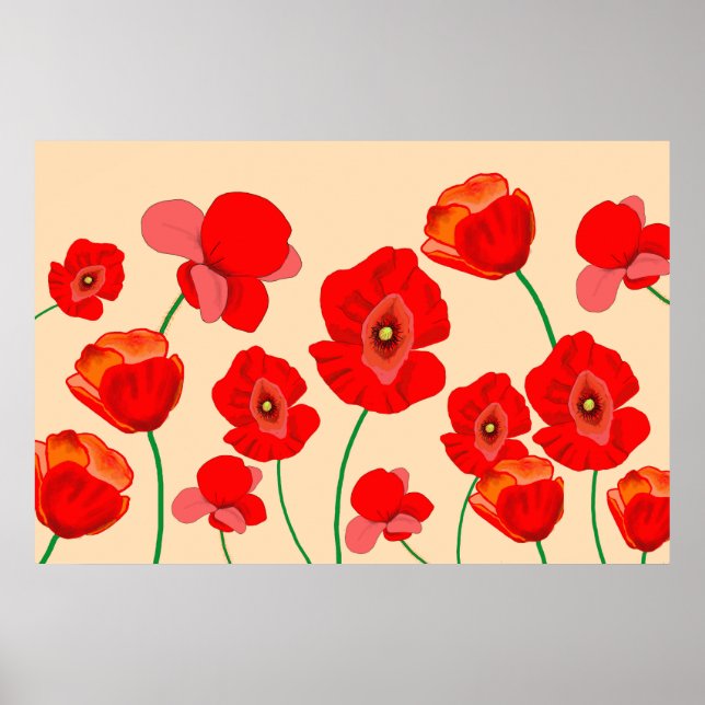 Red Poppy Fält Poster (Framsidan)