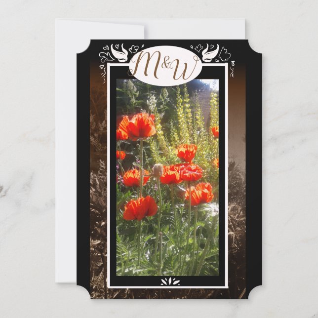 Red Poppy Feildes Flower Shower Inbjudan (Framsida)
