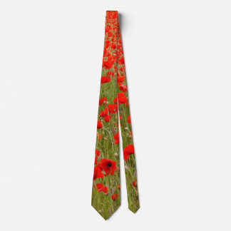 Red poppy field of flowers tie slips