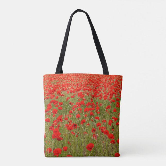Red poppy field of flowers tie tygkasse (Baksida)