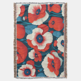 Red Poppy Floral  Filt