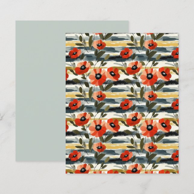 Red Poppy Floral Scrapbook Paper (Fram/baksida)
