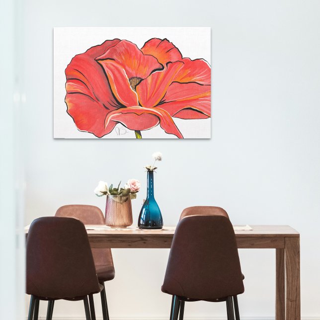 Red Poppy Flower Contemporary Acrylic Painting Canvastryck (Skapare uppladdad)